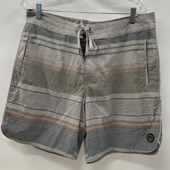 United by Blue Board Shorts Gray Green Organic Cotton Recycled Polyester Mens 34 - Picture 1 of 10